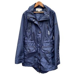 Michael Kors Rain Utility Jacket Coat Hooded Size XS Navy